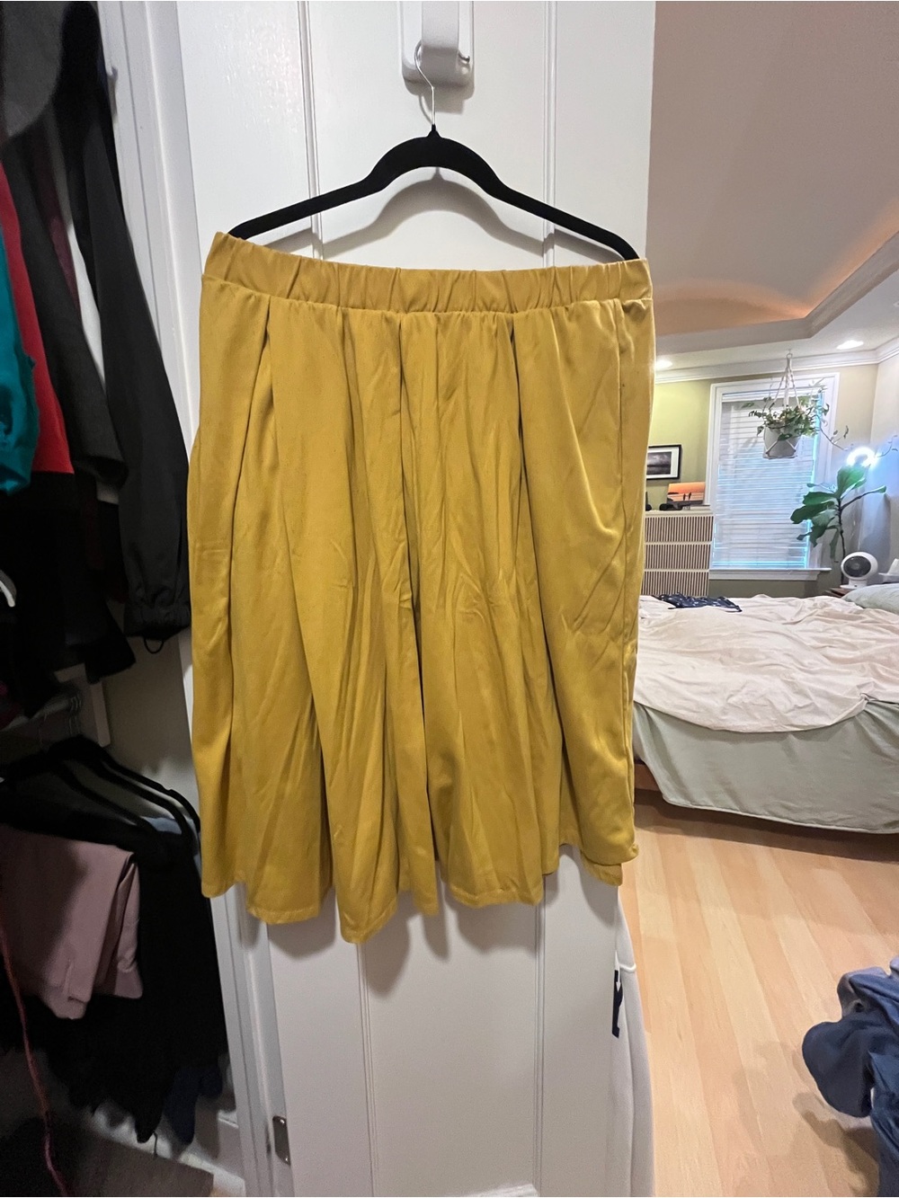LuLaRoe Mustard Yellow midi Skirt with Elastic Waist